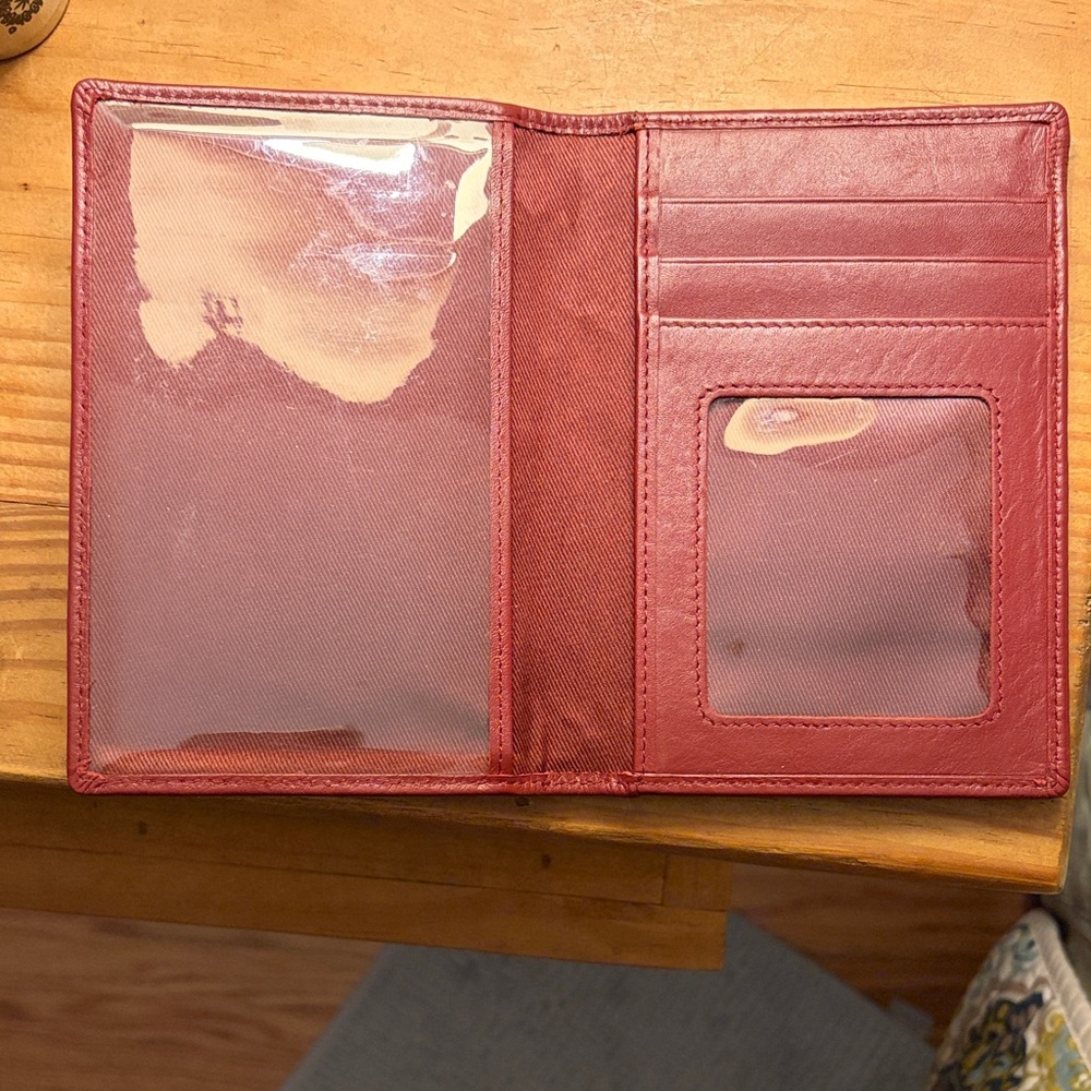 Burgundy Leather Passport + Card Holder